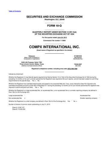 Thumbnail CompX International 10-Q Quarterly Report FY2013 