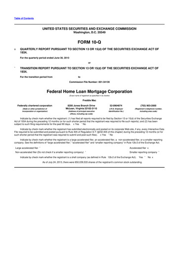 Thumbnail Freddie Mac
 10-Q Quarterly Report FY2013 