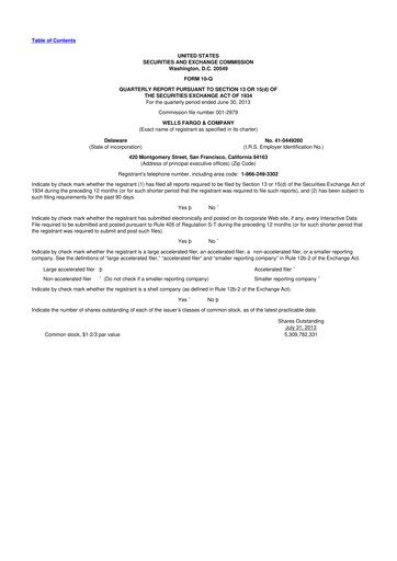 Vorschaubild Wells Fargo 10-Q Quartalsbericht 2013 