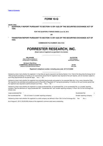 Vorschaubild Forrester Research
 10-Q Quartalsbericht 2013 