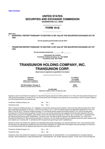 Vorschaubild TransUnion 10-Q Quartalsbericht  