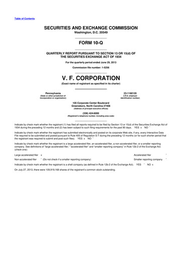 Vorschaubild VF Corporation 10-Q Quartalsbericht 2013 