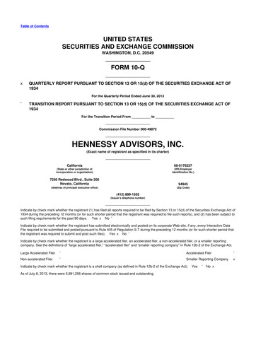 Thumbnail Hennessy Advisors 10-Q Quarterly Report FY2013 