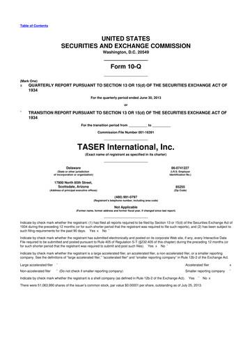 Thumbnail Axon Enterprise
 10-Q Quarterly Report FY2013 