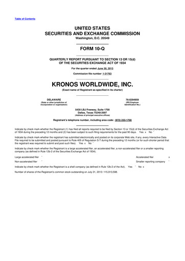 Thumbnail Kronos Worldwide 10-Q Quarterly Report FY2013 