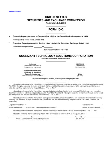 Vorschaubild Cognizant Technology Solutions  10-Q Quartalsbericht 2013 