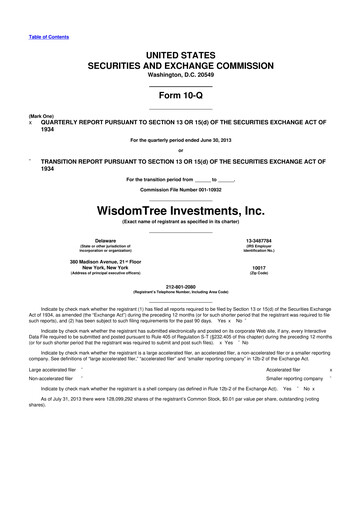 Thumbnail WisdomTree
 10-Q Quarterly Report FY2013 