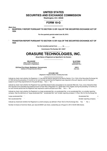 Thumbnail OraSure Technologies 10-Q Quarterly Report FY2013 