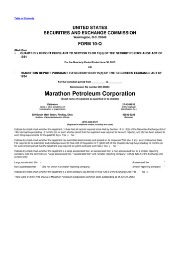 Thumbnail Marathon Petroleum 10-Q Quarterly Report FY2013 
