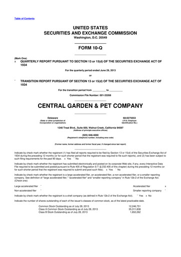 Miniature Central Garden & Pet 10-Q Rapport trimestriel 2013 
