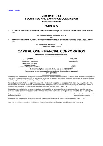 Thumbnail Capital One 10-Q Quarterly Report FY2013 