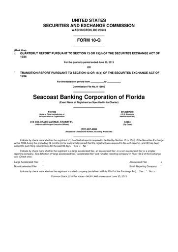 Thumbnail Seacoast Banking 10-Q Quarterly Report FY2013 