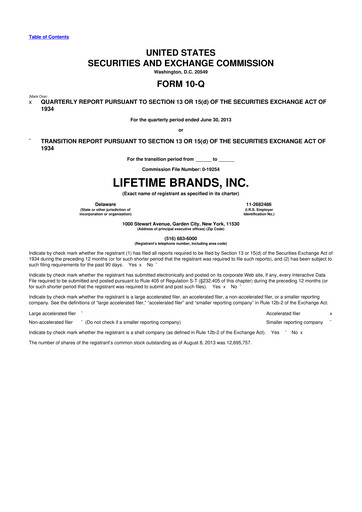 Miniature Lifetime Brands 10-Q Rapport trimestriel 2013 