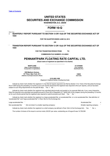 Thumbnail PennantPark Floating Rate Capital Ltd.
 10-Q Quarterly Report FY 