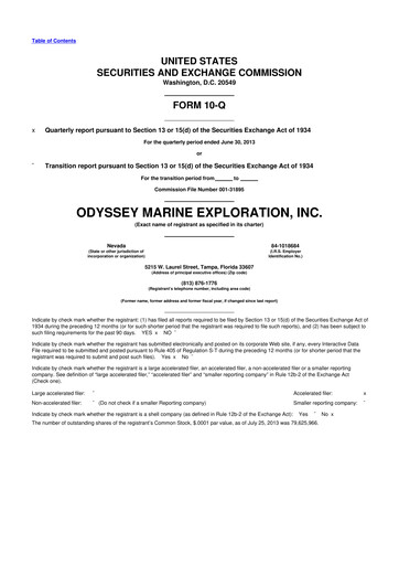 Thumbnail Odyssey Marine Exploration 10-Q Quarterly Report FY2013 