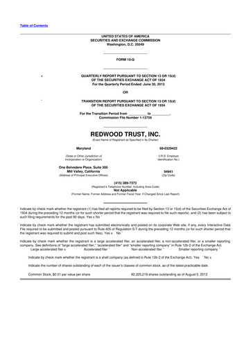 Vorschaubild Redwood Trust 10-Q Quartalsbericht 2013 