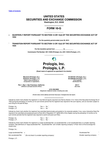 Thumbnail Prologis 10-Q Quarterly Report FY2013 