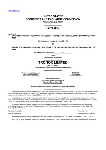 Thumbnail Tronox 10-Q Quarterly Report FY2013 