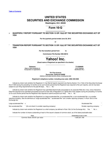 Thumbnail Yahoo Inc. 10-Q Quarterly Report FY2013 