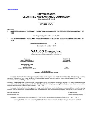 Thumbnail Vaalco Energy
 10-Q Quarterly Report FY2013 