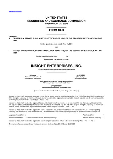Thumbnail Insight Enterprises
 10-Q Quarterly Report FY2013 