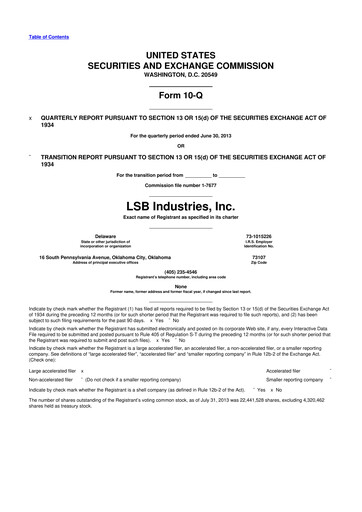 Thumbnail LSB Industries 10-Q Quarterly Report FY2013 