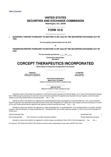 Thumbnail Corcept Therapeutics
 10-Q Quarterly Report FY2013 