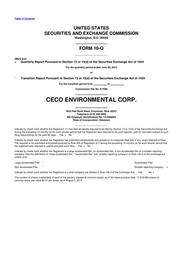 Thumbnail CECO Environmental
 10-Q Quarterly Report FY2013 