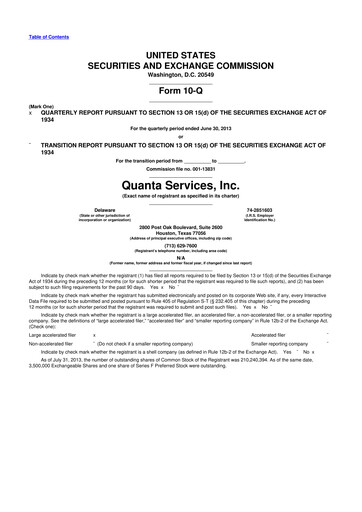 Thumbnail Quanta Services
 10-Q Quarterly Report FY2013 