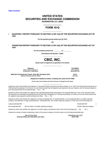 Thumbnail CBIZ 10-Q Quarterly Report FY2013 