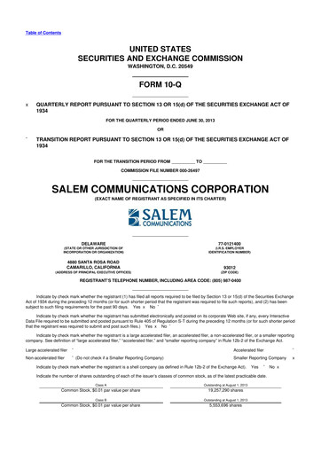 Thumbnail Salem Media Group
 10-Q Quarterly Report FY2013 