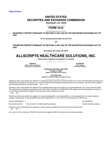 Thumbnail Veradigm 10-Q Quarterly Report FY2013 