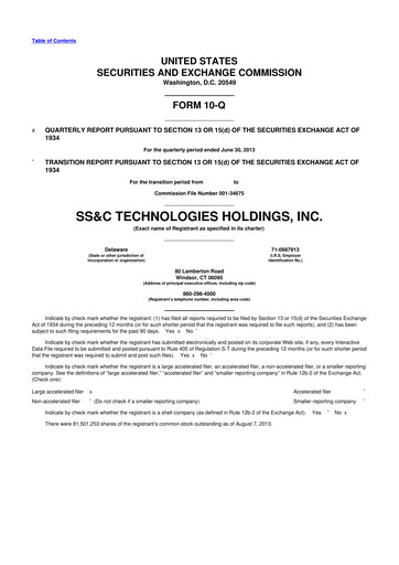 Thumbnail SS&C Technologies
 10-Q Quarterly Report FY2013 