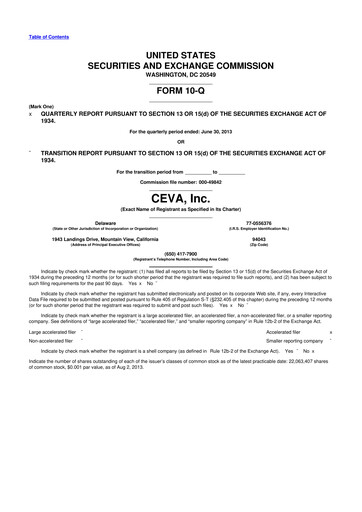 Thumbnail CEVA
 10-Q Quarterly Report FY2013 