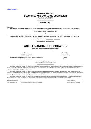 Thumbnail WSFS Financial 10-Q Quarterly Report FY2013 