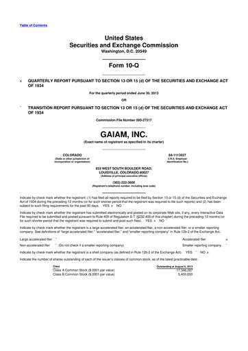 Thumbnail Gaia 10-Q Quarterly Report FY2013 