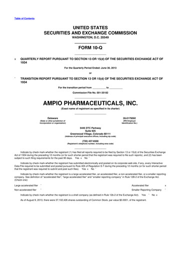 Thumbnail Ampio Pharmaceuticals 10-Q Quarterly Report FY2013 