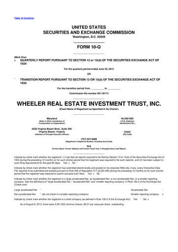 Vorschaubild Wheeler Real Estate Investment Trust 10-Q Quartalsbericht 2013 