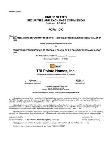 Vorschaubild Tri Pointe Homes 10-Q Quartalsbericht 2013 