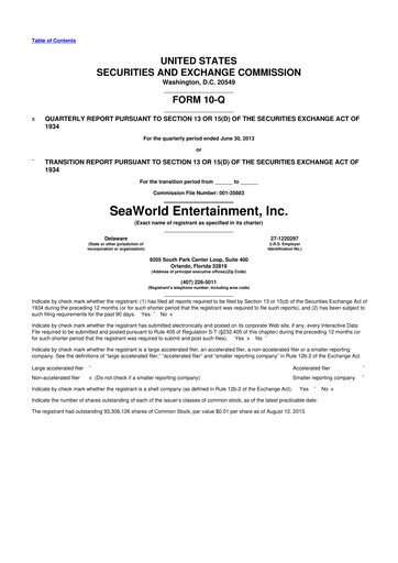 Thumbnail United Parks & Resorts 10-Q Quarterly Report FY2013 