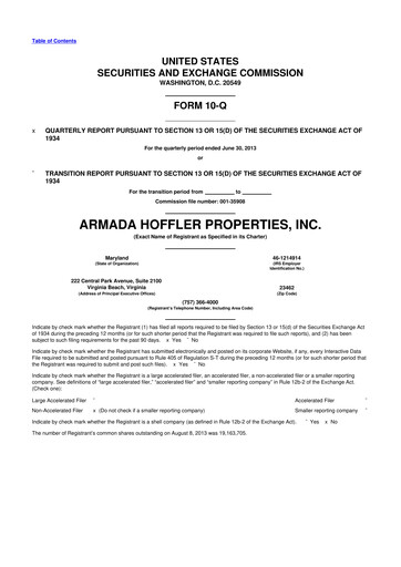 Thumbnail Armada Hoffler Properties
 10-Q Quarterly Report FY2013 
