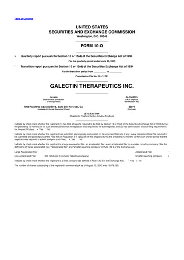 Thumbnail Galectin Therapeutics 10-Q Quarterly Report FY2013 