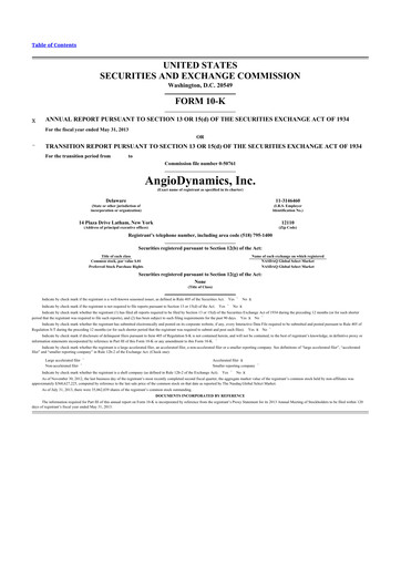 Thumbnail AngioDynamics 10-K Annual Report 2013