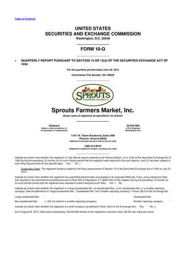 Thumbnail Sprouts Farmers Market 10-Q Quarterly Report FY2013 