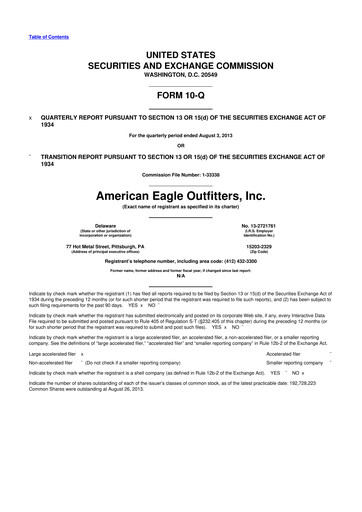 Thumbnail American Eagle Outfitters
 10-Q Quarterly Report FY2013 