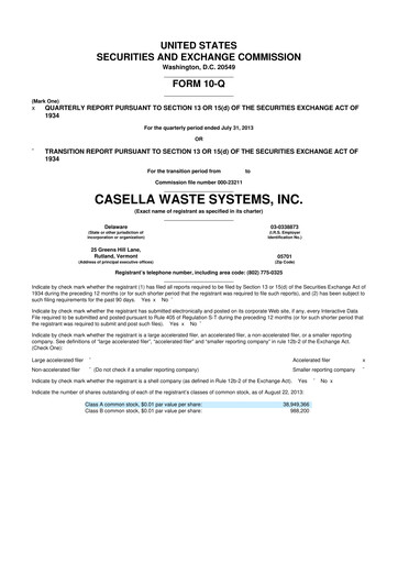 Thumbnail Casella Waste Systems
 10-Q Quarterly Report FY2014 