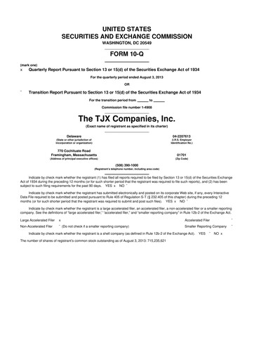 Thumbnail TJX Companies 10-Q Quarterly Report FY2014 