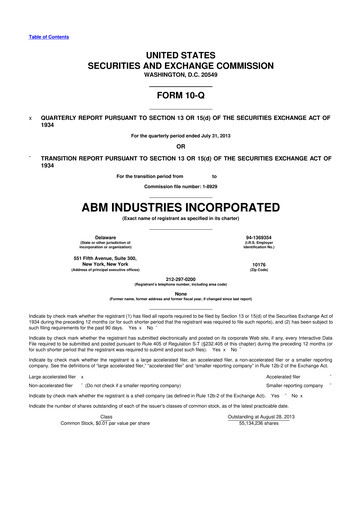 Thumbnail ABM Industries
 10-Q Quarterly Report FY2013 