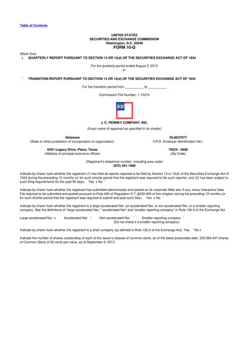 Thumbnail JCPenney 10-Q Quarterly Report FY 