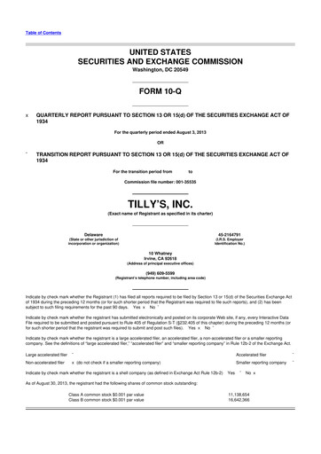 Thumbnail Tillys
 10-Q Quarterly Report FY2013 